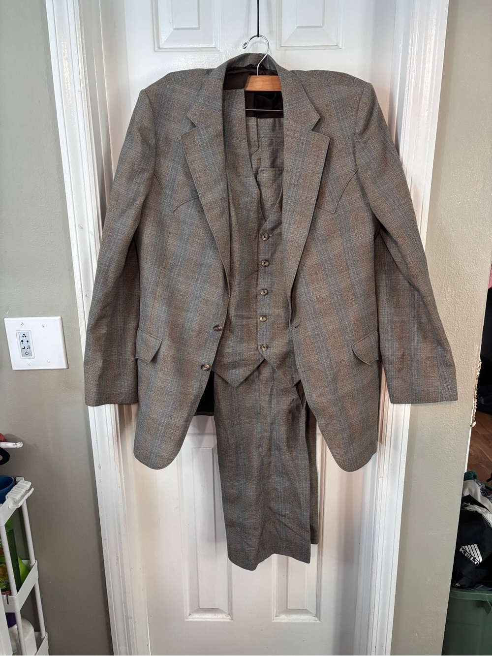 Men's Western Plaid Three-Piece Suit